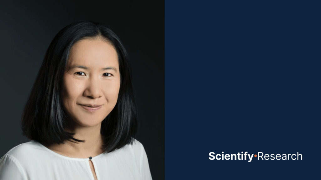 Photo of Judy and ScientifyResearch logo.